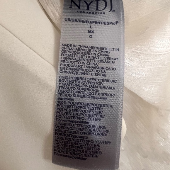 NYDJ Sheer White Swiss Dot Tie-Neck Blouse with Tank | Size Large | EUC - Picture 6 of 7